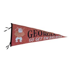 Vtg 1950s 60s Georgia Bulldogs Felt Pennant Go Get Em UGA College Football